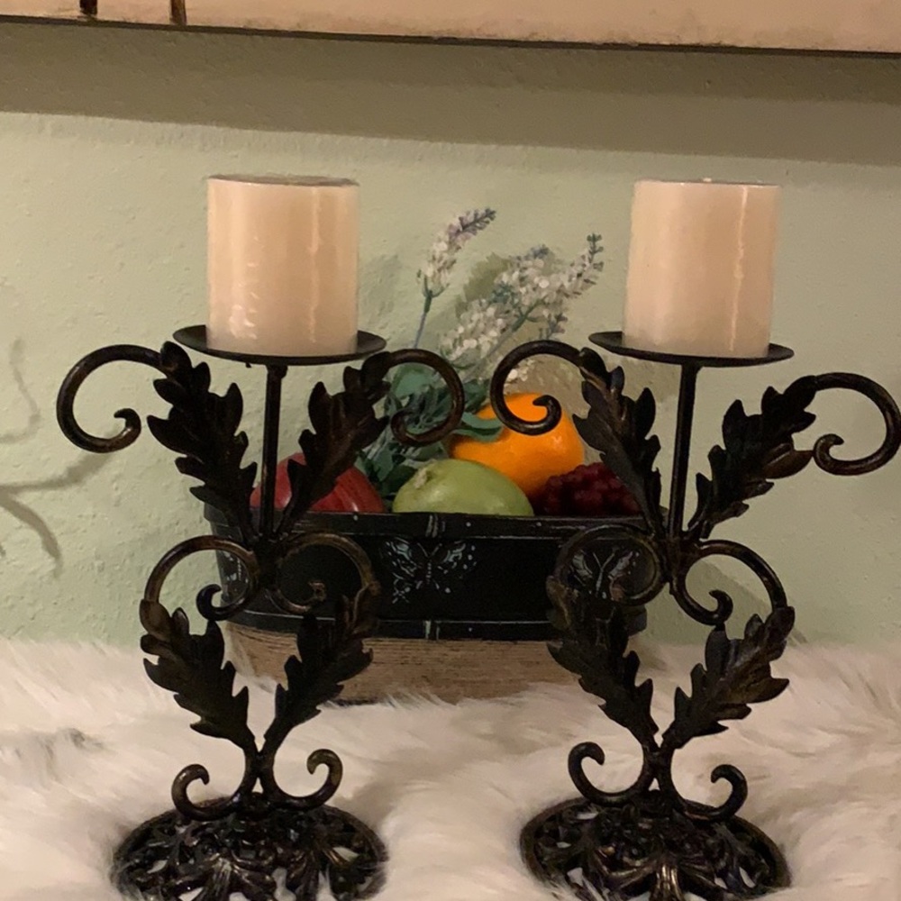 Rustic, Farmhouse candle holder and candles